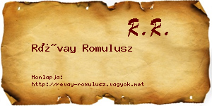 Révay Romulusz névjegykártya